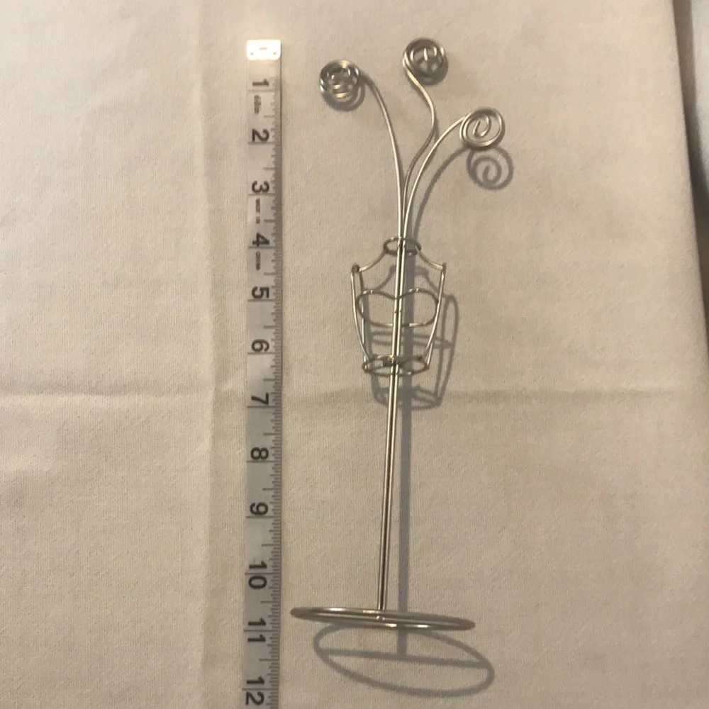 Silver Metal dress form table stand earrings jewelry organizer multiuse feminine